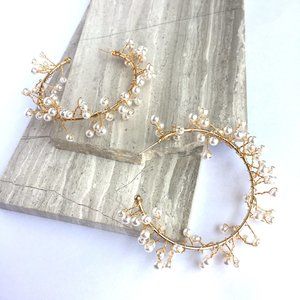 New ~ Anthropologie Lynsey Beaded Hoop Earrings